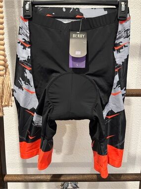 BEROY Men’s Athletic Cycling Shorts — Black with Red & Gray Accents